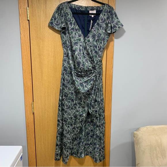 Cinq a Sept Kacydie Dark Emerald Multi Dress - Size 8 - Picture 2 of 6